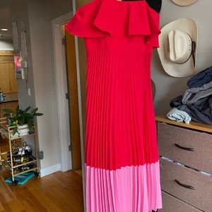 Aidan Mattox Red Pleated Tea Dress- never worn. Without tags.